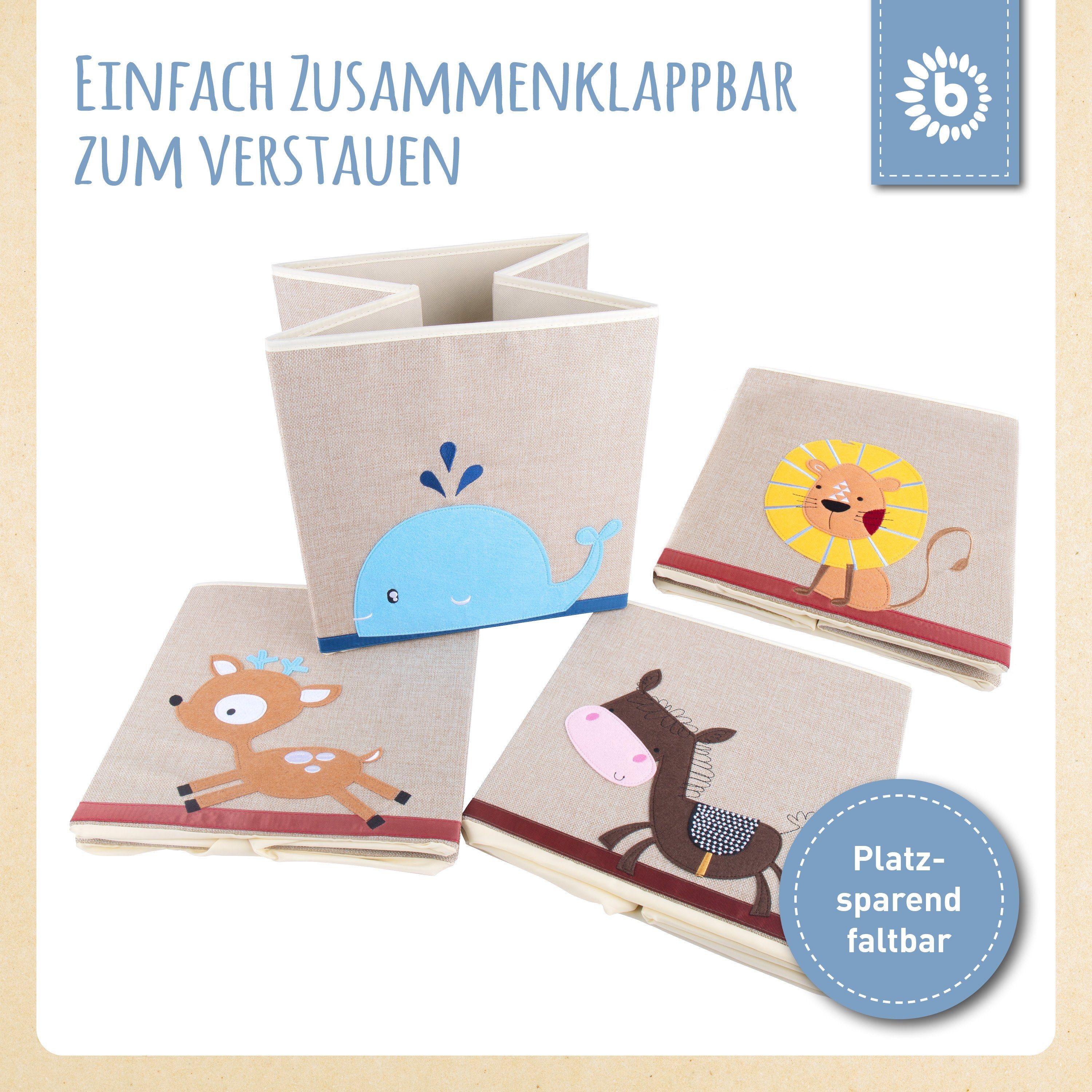 BIECO Spielzeugtruhe Bieco Aufbewahrungsbox Kinder Wal Motiv ca. 36L faltbar Süße Spielzeug Kiste für Kallax Regal Aufbewahrungsbox 33x33x33 Kallax Boxen für Spielzeug Aufbewahrung Storage Box Kallax Korb