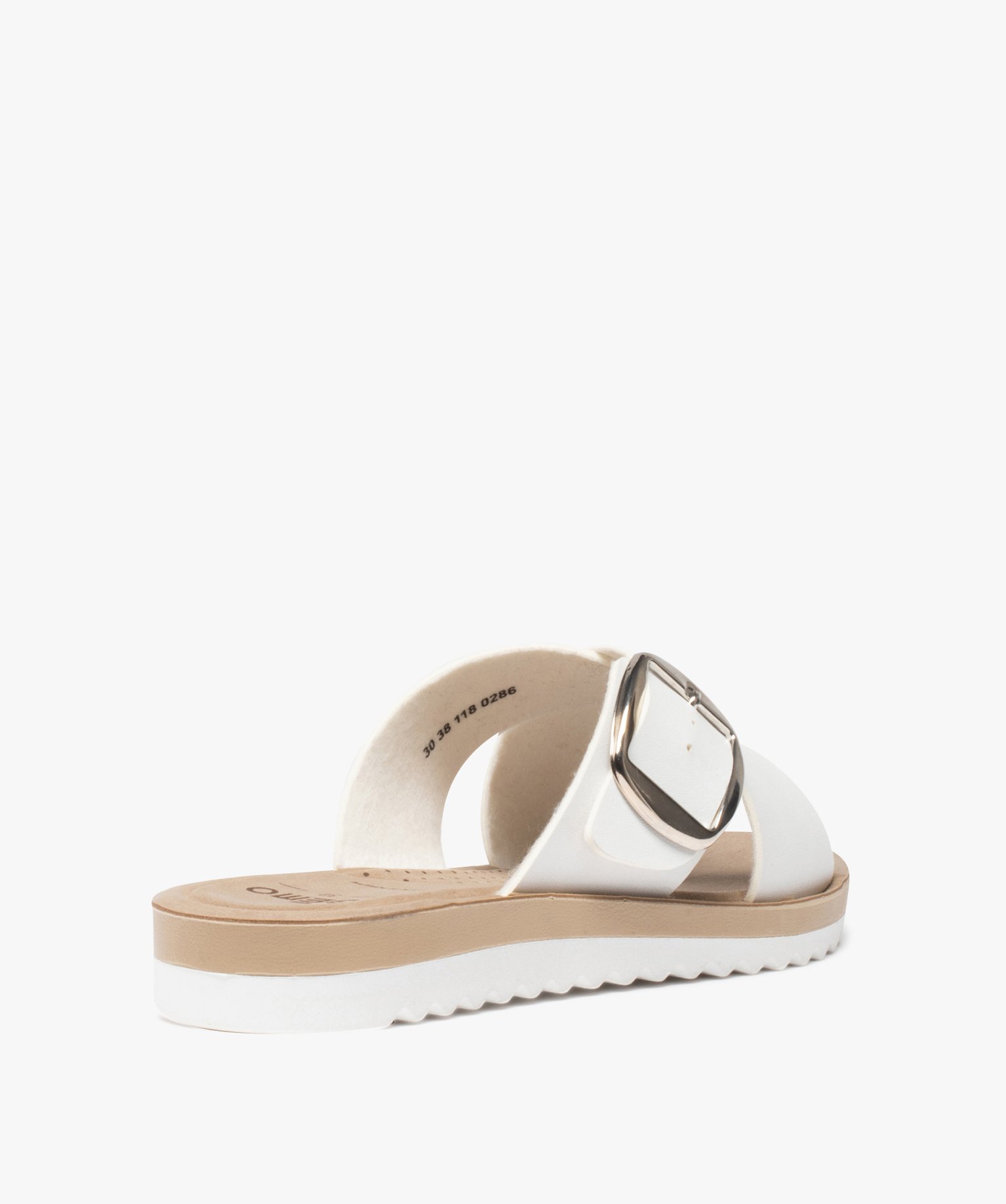 Mules femme plates à brides épaisses et à boucle blanc | GEMO
