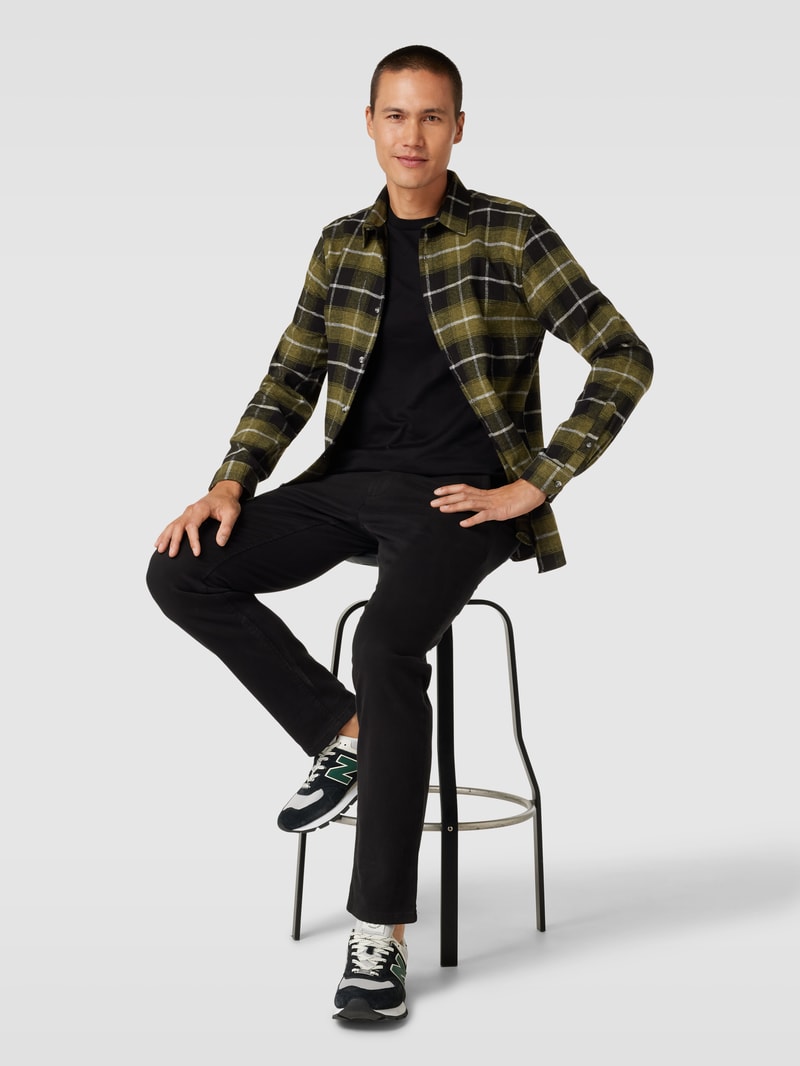 Slim Fit Freizeithemd mit Karomuster in olivgrün
