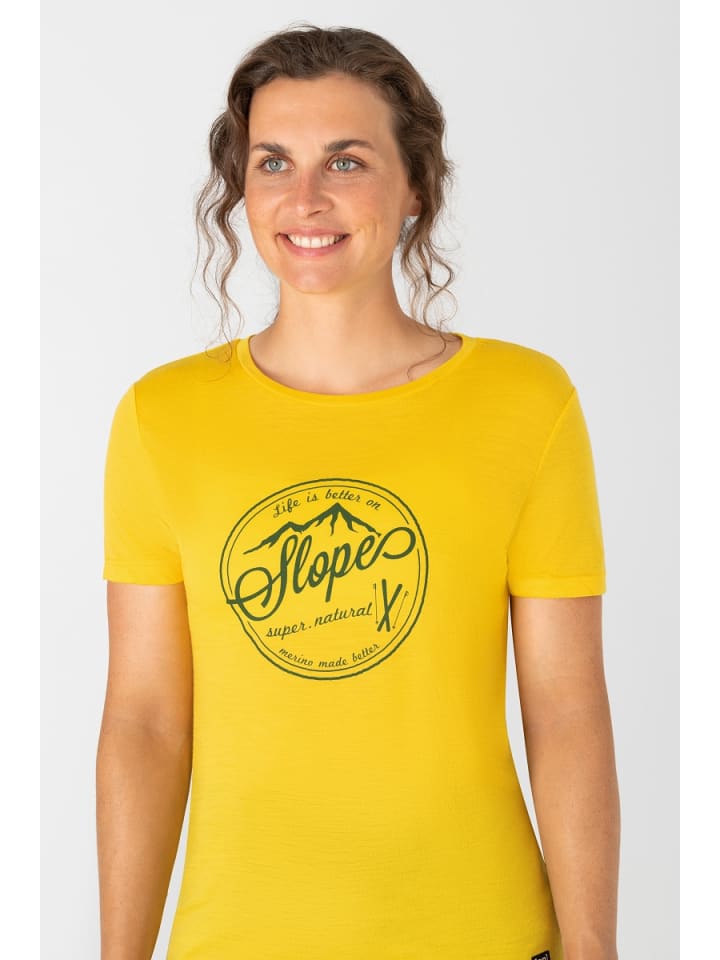 super.natural Merino T-Shirt W SLOPES TEE in gelb günstig kaufen