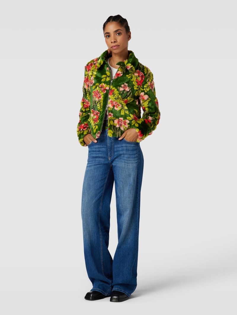 Jacke aus Kunstfell im Allover-Look in grün
