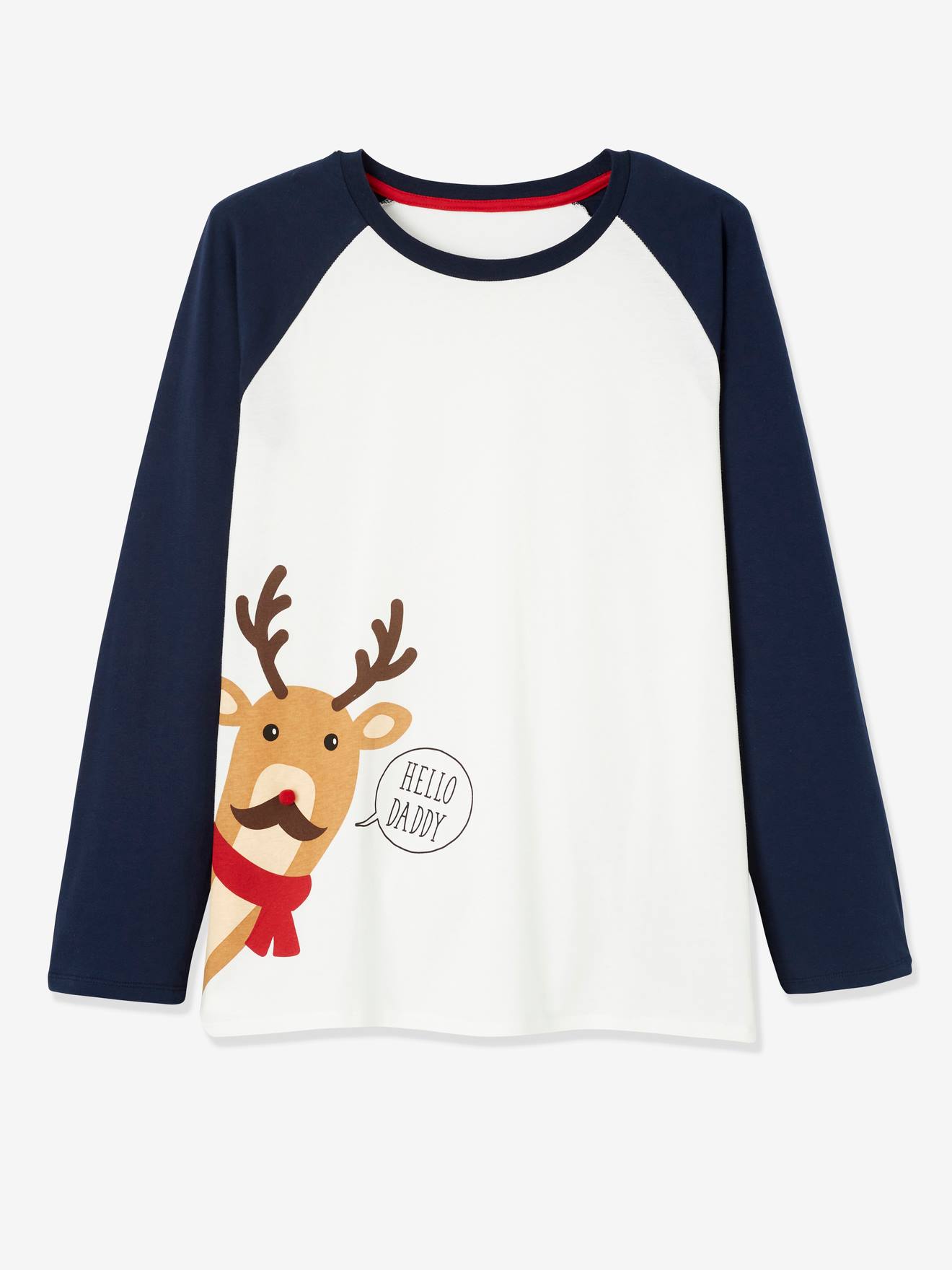 Vertbaudet Capsule Kollektion: Herren Weihnachts-Schlafanzug - wollweiß/rot/kariert