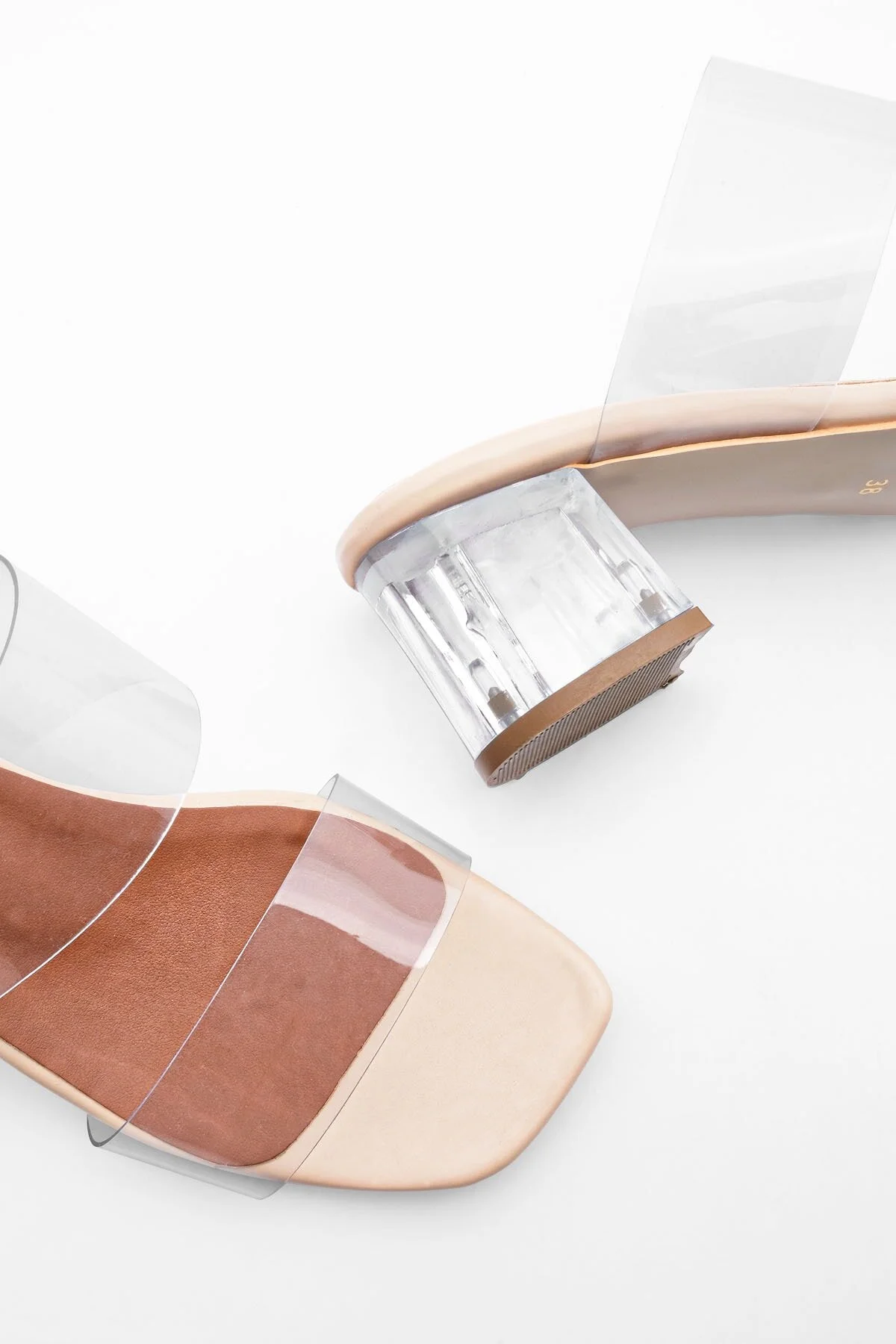 Marjin  Transparente Hausschuhe mit transparentem Absatz und Band für Damen Yesva Beige