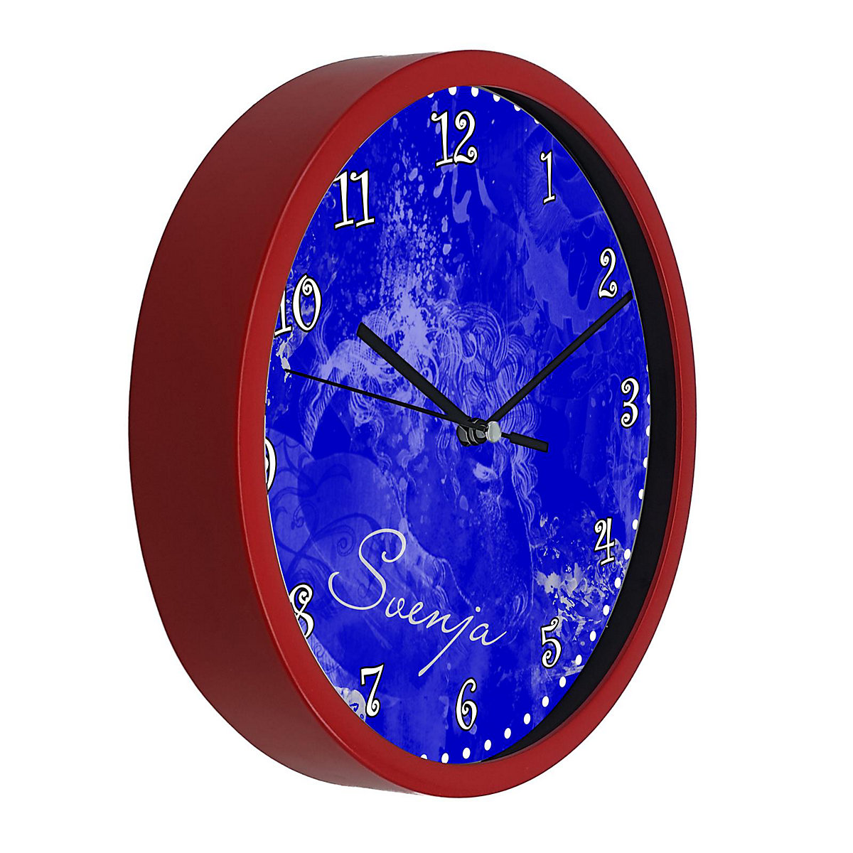 Kinder Wanduhr laufruhig personalisiert mit Name Traum Blau