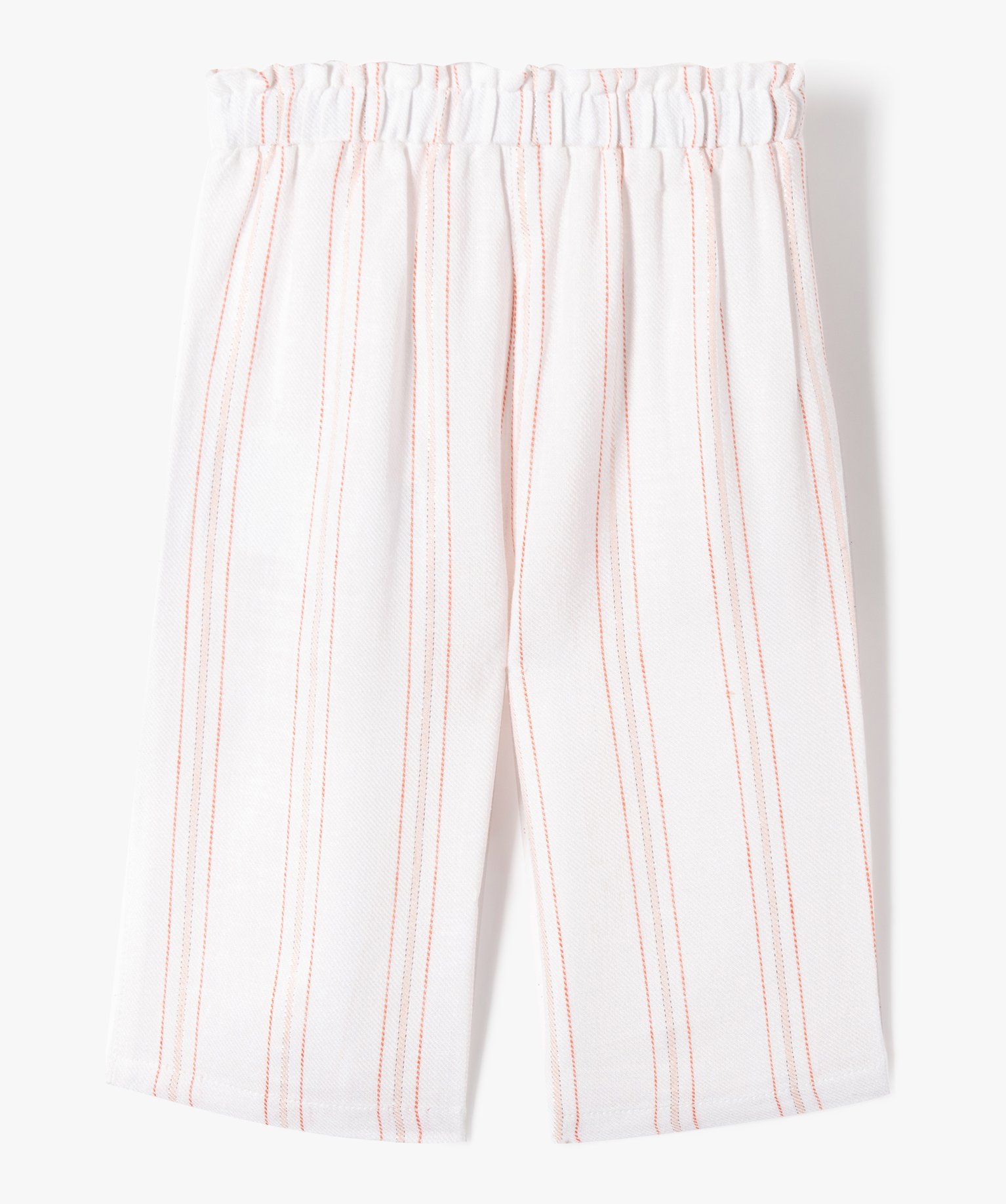 Pantalon bébé fille large en lin et viscose blanc | GEMO