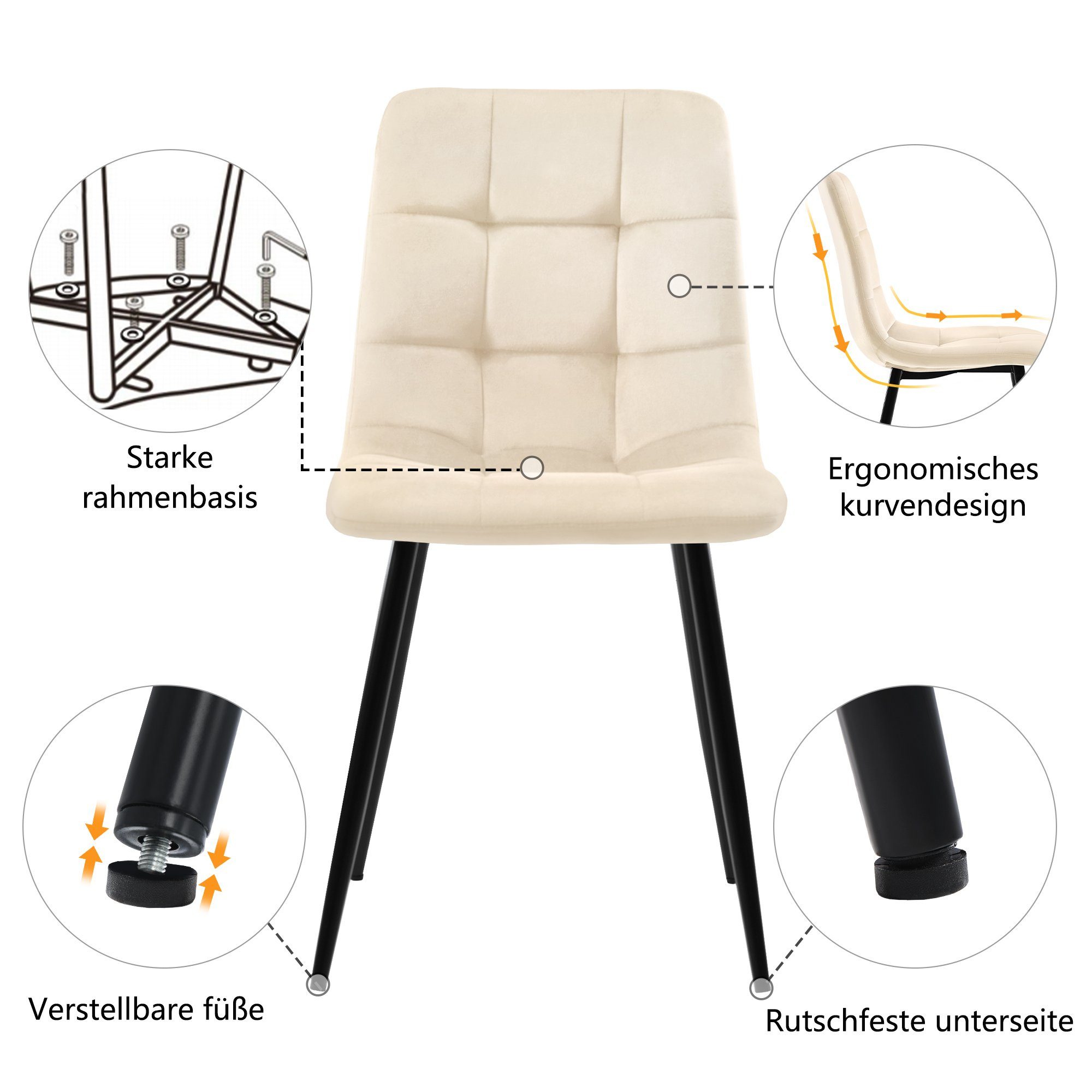 REDOM Essgruppe Ein Tisch und vier Stühle, (5-tlg), Küchetisch Esszimmerstuhl Set, Metallbeine