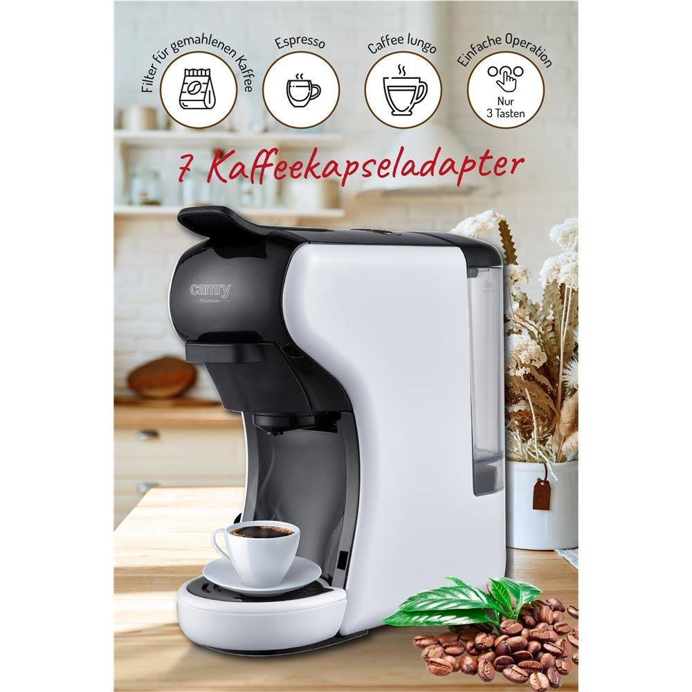 Camry Espressomaschine Multi-Kapsel-Espressomaschine CR 4414, Weiß Kaffeemaschine Kapselmaschine