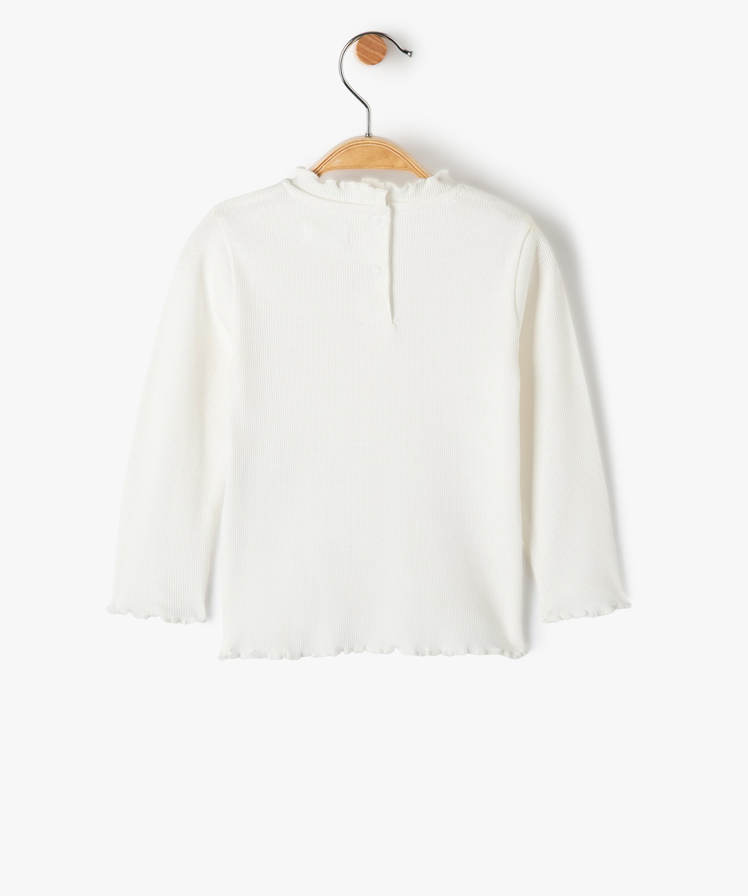 Tee-shirt bébé fille manches longues à ctes ecru | GEMO