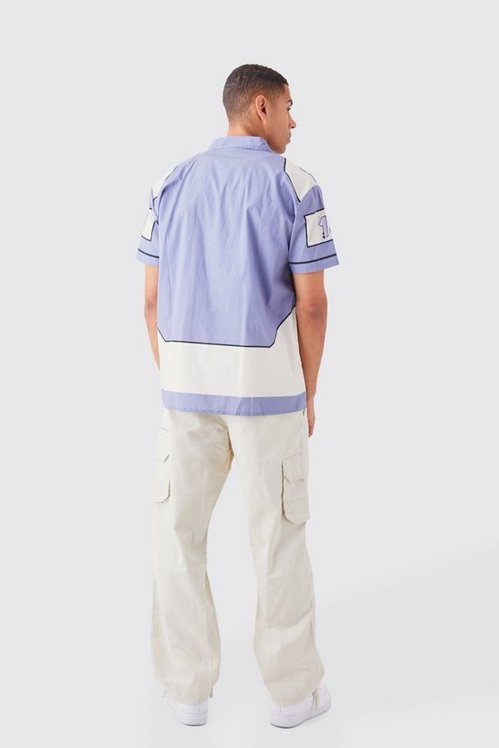 Short Sleeve Moto Poplin Panel Shirt
