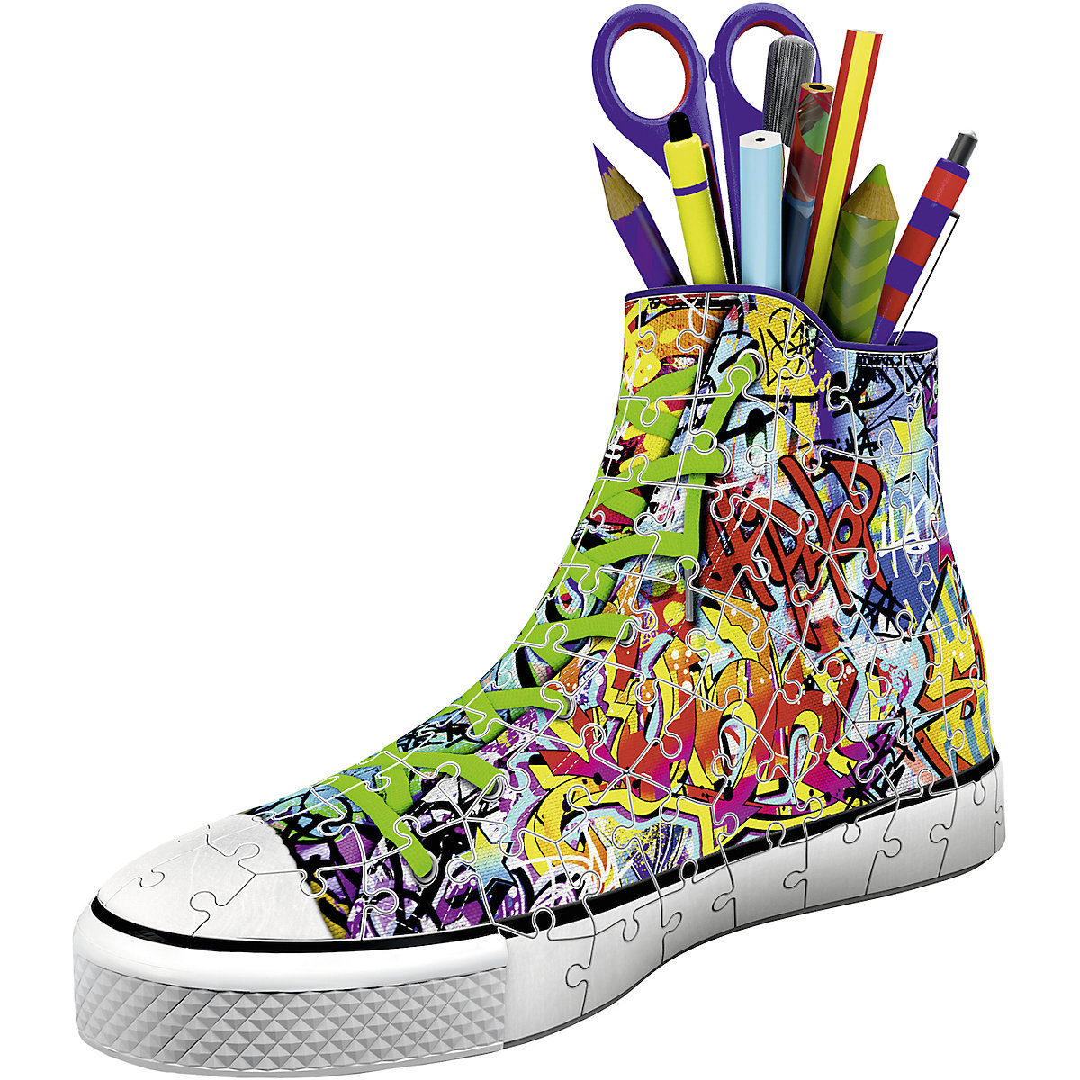 3D-Puzzle Sneaker Utensilo, H12 cm, 108 Teile, Graffiti Style