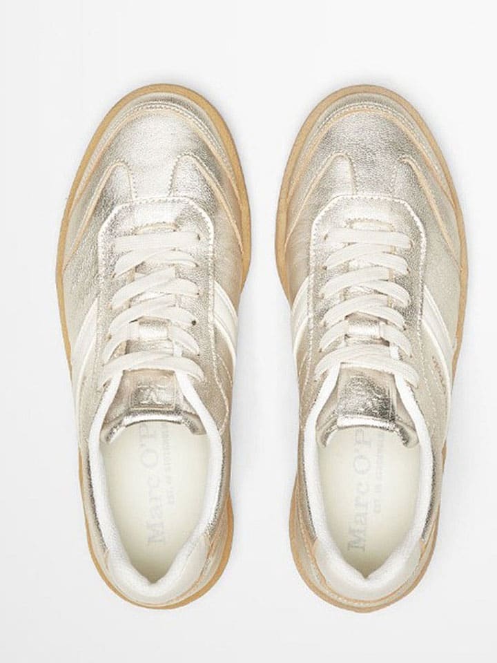 Marc O'Polo Shoes Leder-Sneakers in Silber günstig kaufen