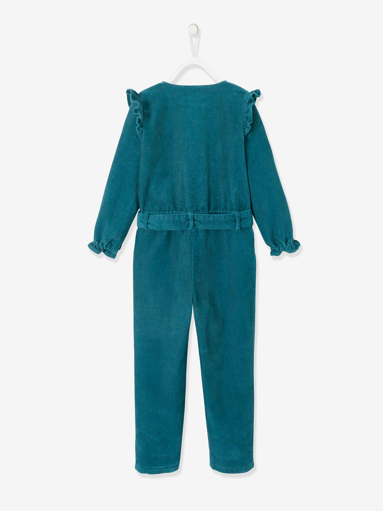 Vertbaudet Mädchen Jumpsuit, Volants - dunkelgrün