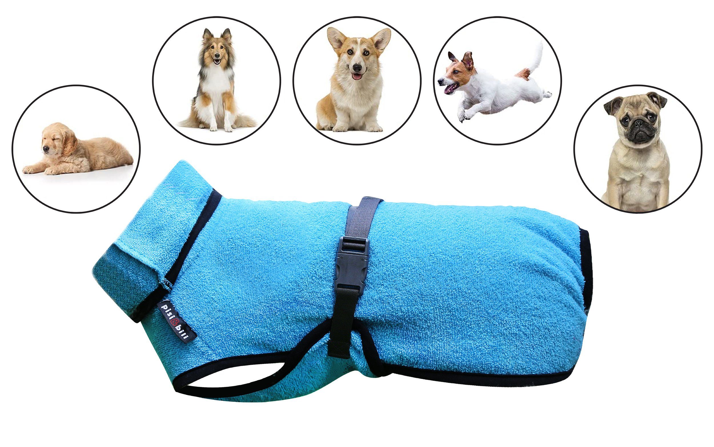 Pisi & Bili Hundebademantel 100% Baumwolle Hundebademantel, Wintermäntel, zum Trocknen