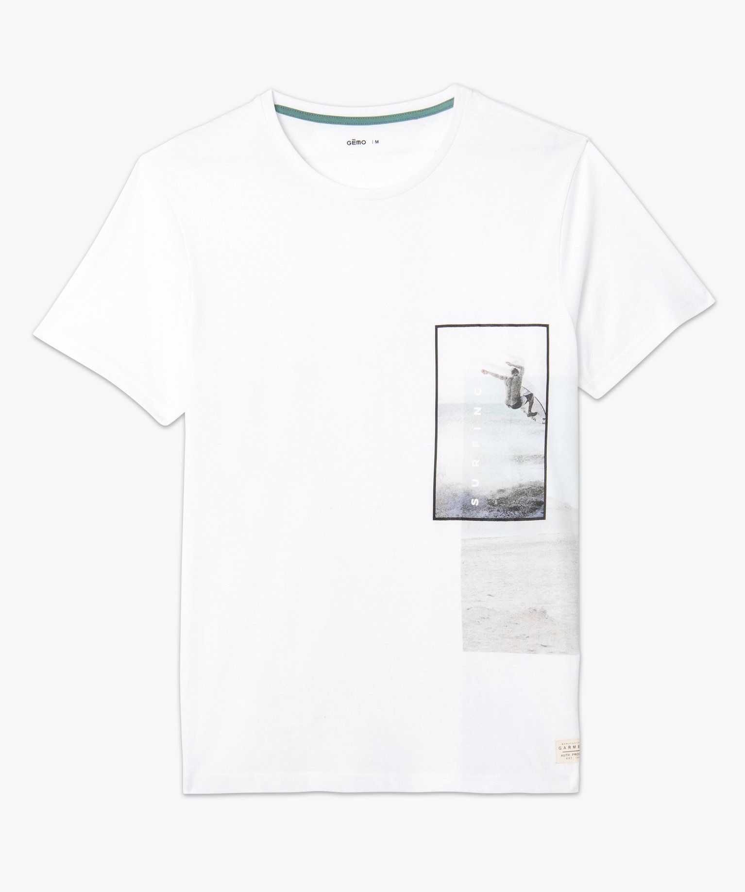 Tee-shirt homme à manches courtes motif surf blanc | GEMO