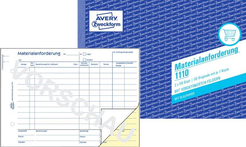 AVERY Zweckform Inventurbuch 1110 DIN A5 quer Perforiert N/A 50 Blatt