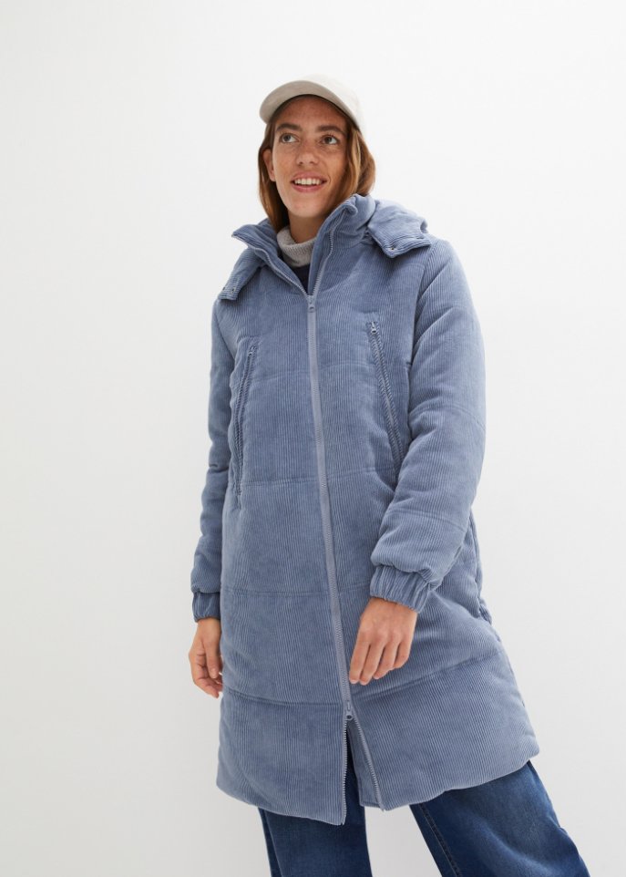 Kurzer Cord-Mantel mit Taschen
