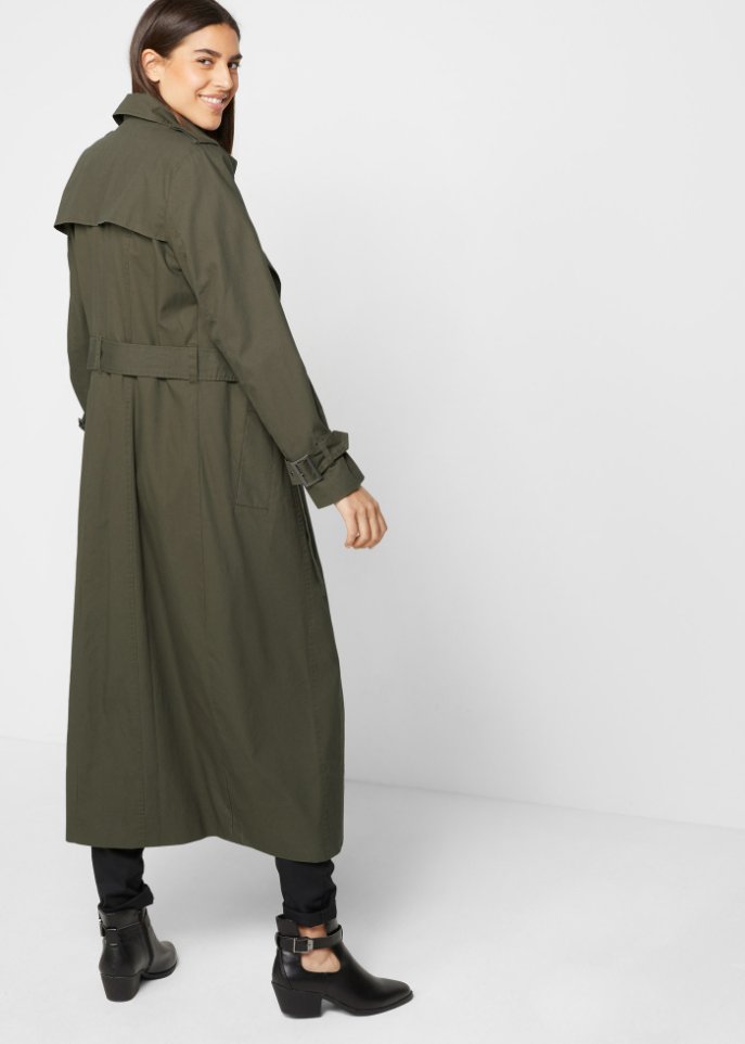 Long-Trenchcoat mit Taillengürtel