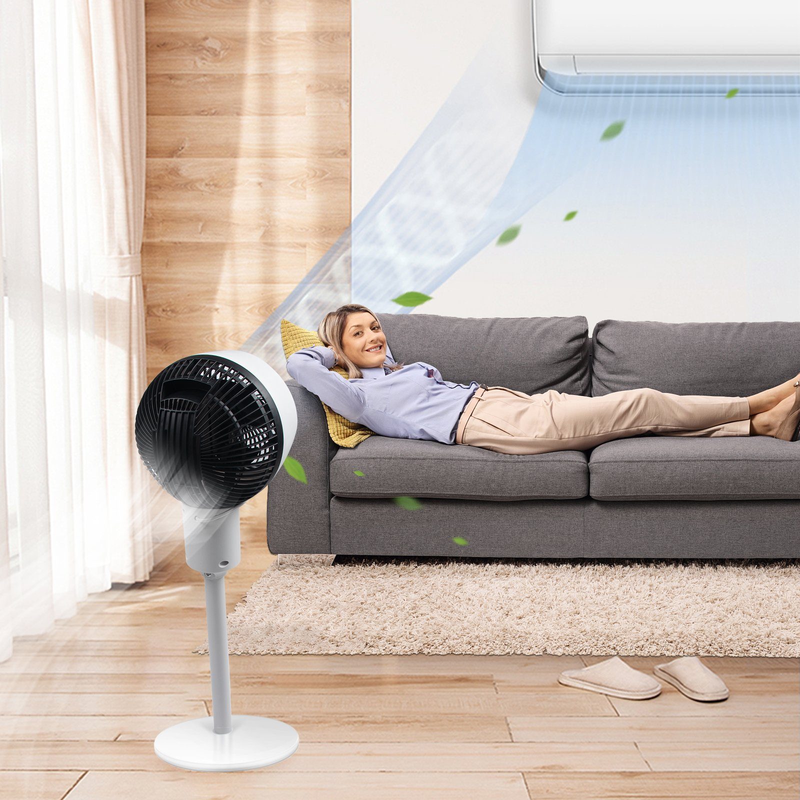 Homewit Turmventilator Standventilator Leise Ventilator mit Fernbedienung Timer-Einstellung, 3D Luftumwälzung für Schlafzimmer Wohnzimmer usw.