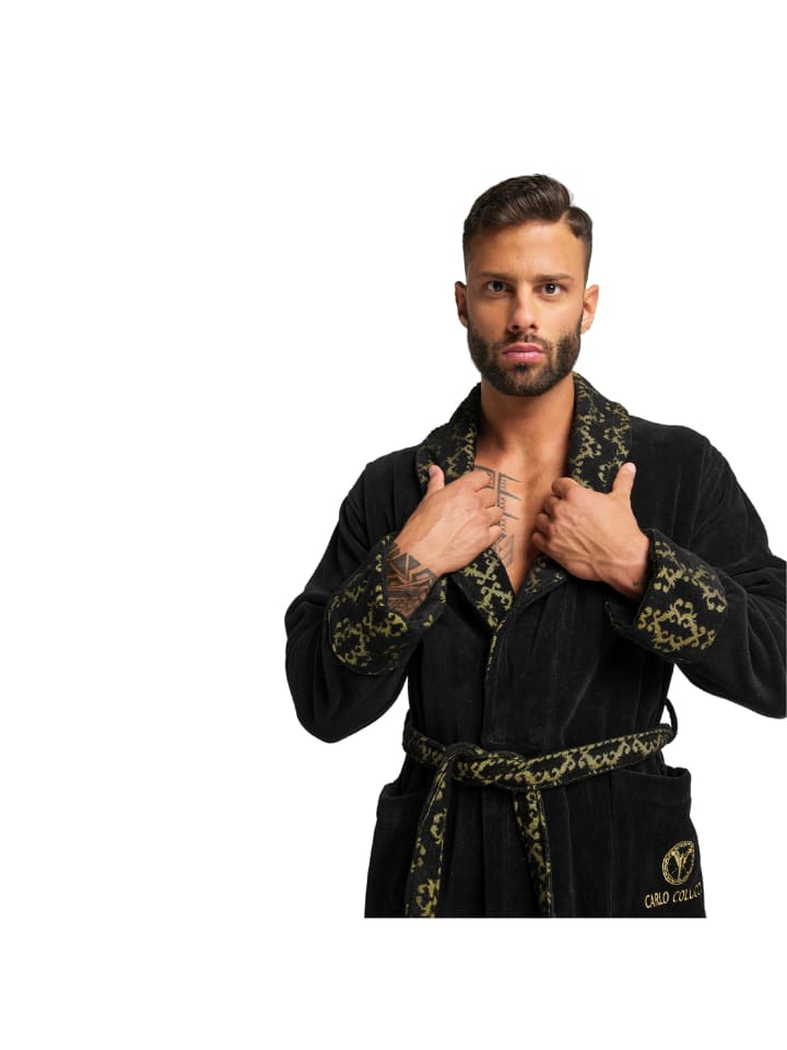 Carlo Colucci Bademantel Raffaele in Schwarz günstig kaufen
