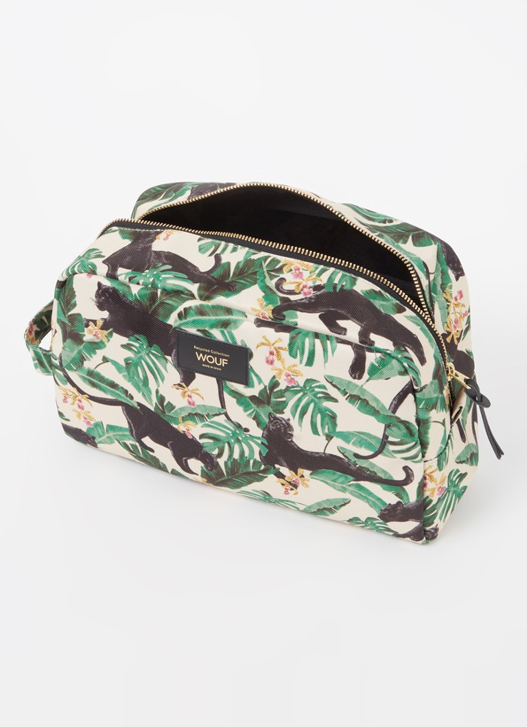 Wouf Yucata Large toiletry bag with animal print and logo