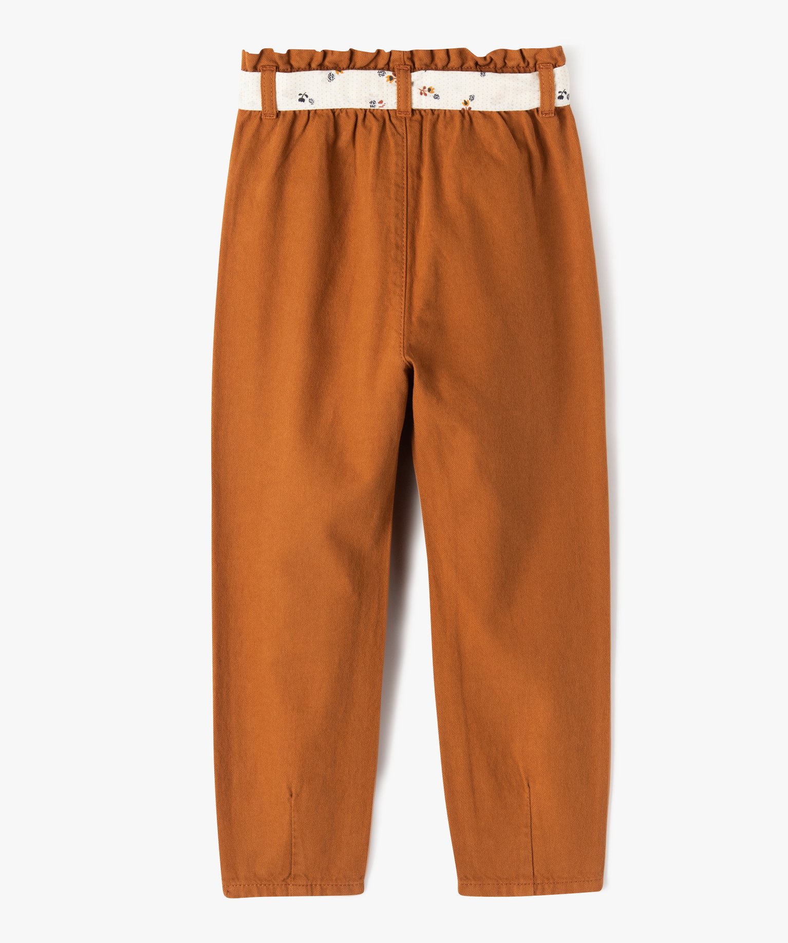 Pantalon fille en toile avec bas resserrés et ceinture fant... jaune | GEMO