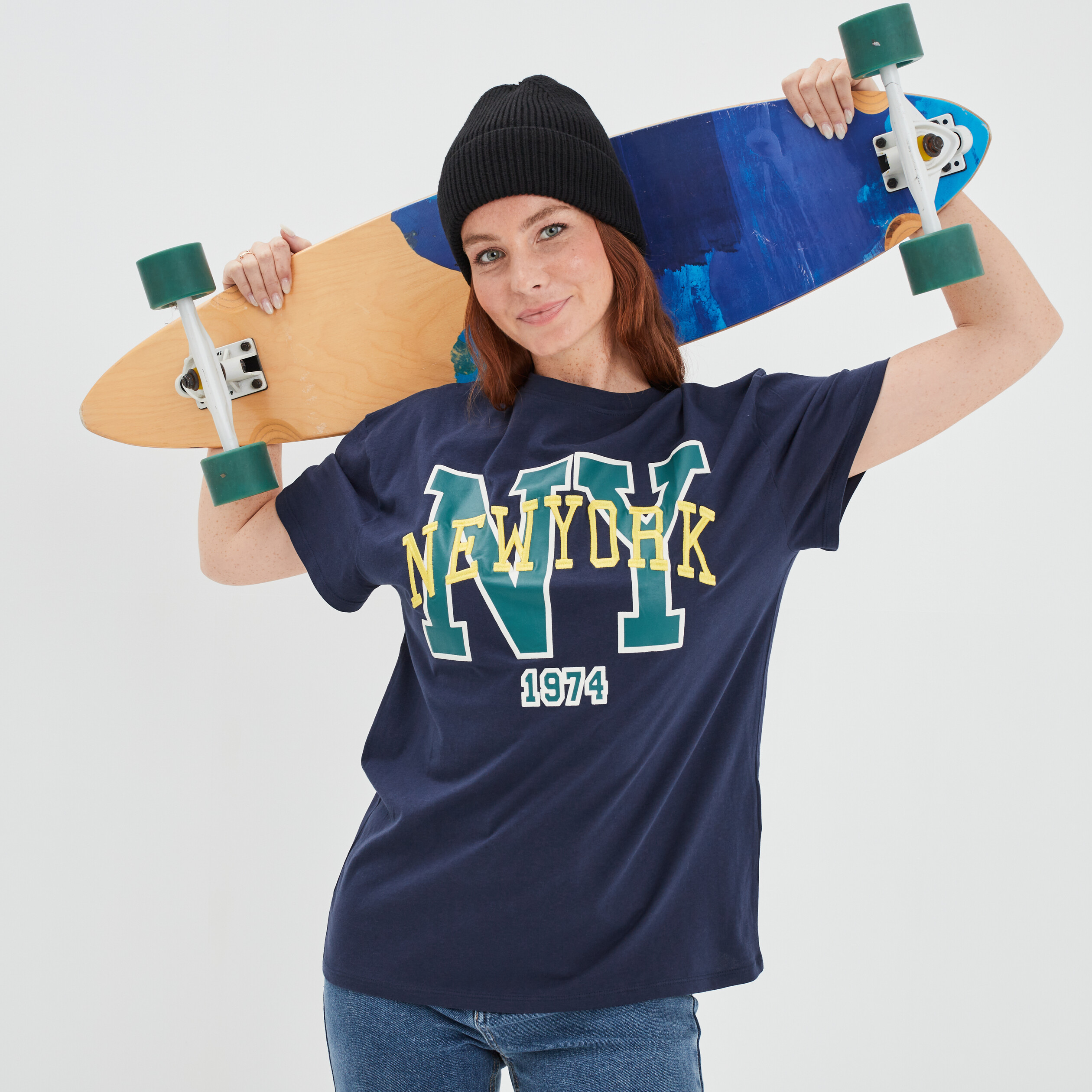 T-shirt manches courtes coton bleu marine femme | La Halle