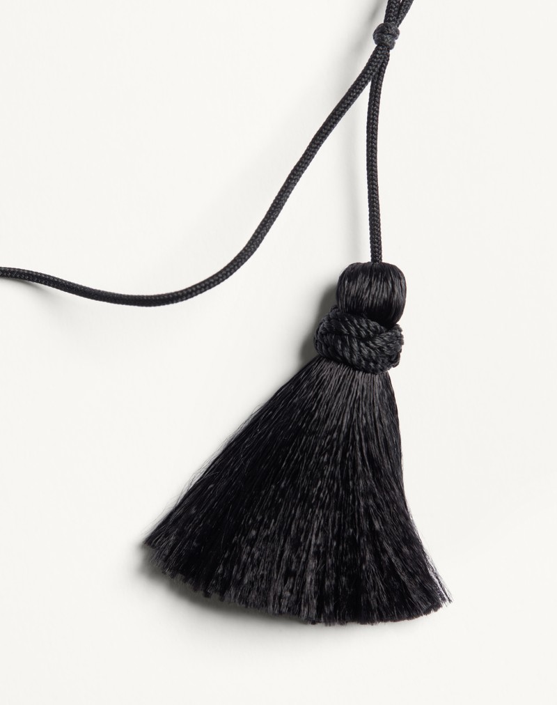 Accessoire de cheveux et collier Gardienne en métal, cristal et pompon de corde