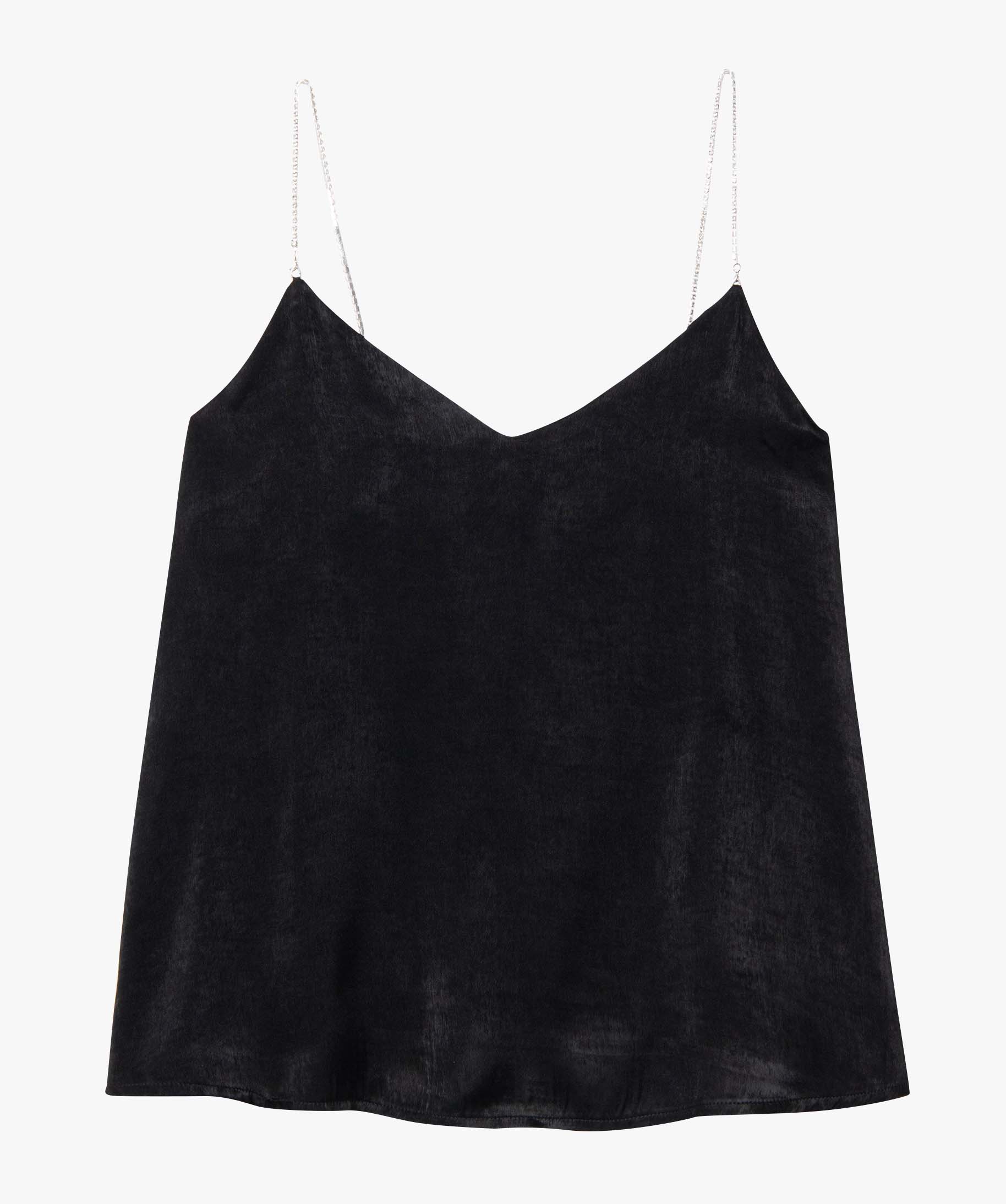 Débardeur femme à bretelles strass noir | GEMO