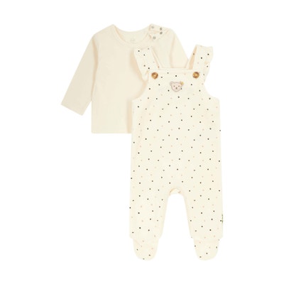 Set Strampler + T-Shirt langarm, beige für Mädchen