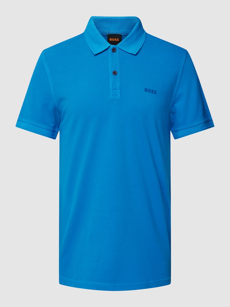 Poloshirt mit Label-Print Modell 'PRIME' in hellblau