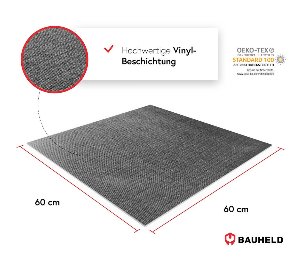 BAUHELD Antirutschmatte Waschmaschine [Made in Germany], 60x60 cm, Waschmaschinenauflage mit Vinyl-Beschichtung, Als Waschmaschinenbezug, Waschmaschinenabdeckung, Auch für Trockner