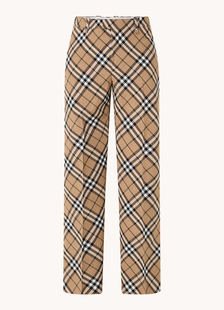Burberryn väljät ruudulliset villasekoitehousut