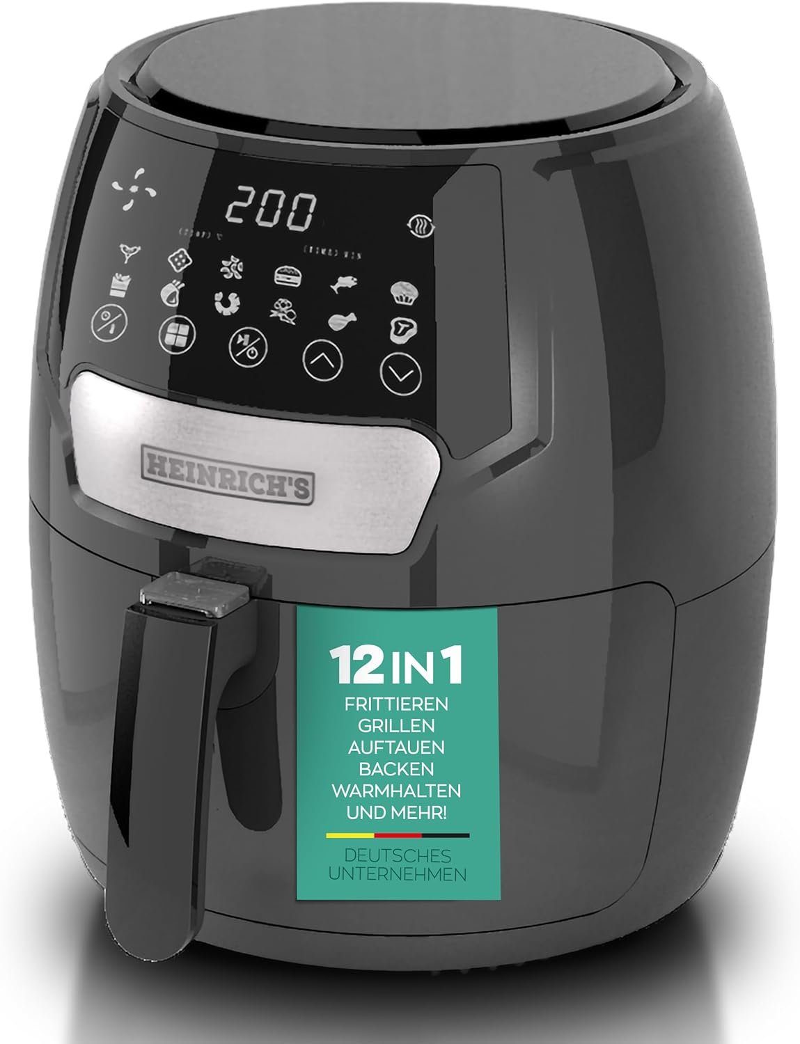 Heinrich´s Heißluftfritteuse HFR 8212, 1500,00 W, Airfryer, Fritteuse, 3,7 Liter, Luftfritteuse