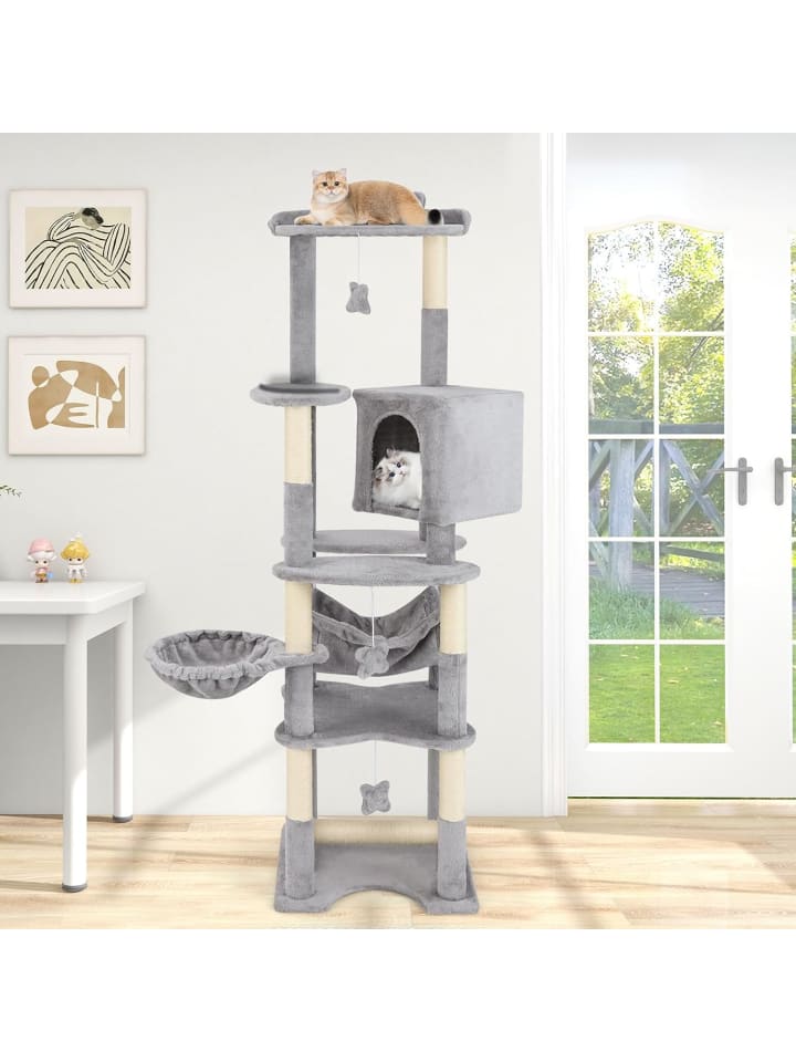COSTWAY 176cm Kratzbaum Holz in Grau günstig kaufen onesize