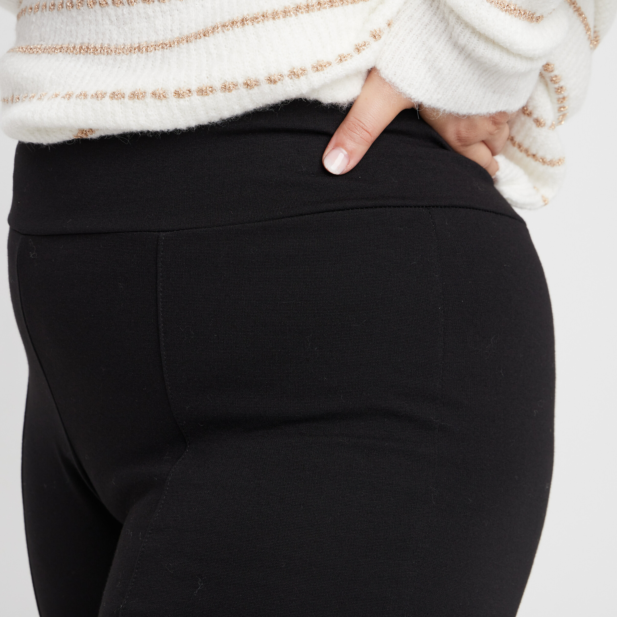 Pantalon flare élastiqué noir femme grande taille | La Halle