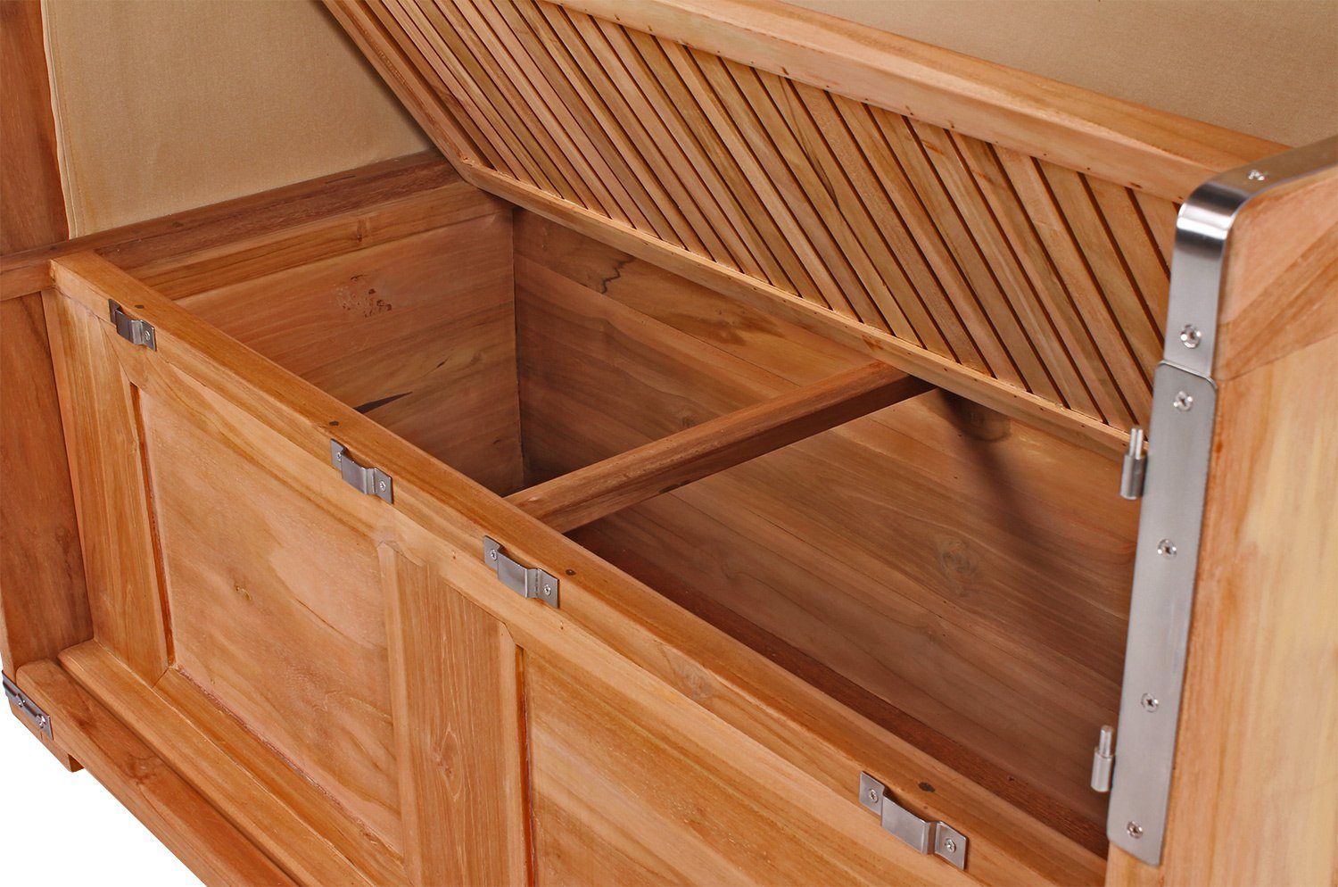 bene living Strandkorb Schaalsee 2-Sitzer Teak - PE grau - Modell 506, BxTxH: 125x80x170 cm, Volllieger ca. 175 Grad, Ostsee-Strandkorb Komplettset, inkl. Liftersystem