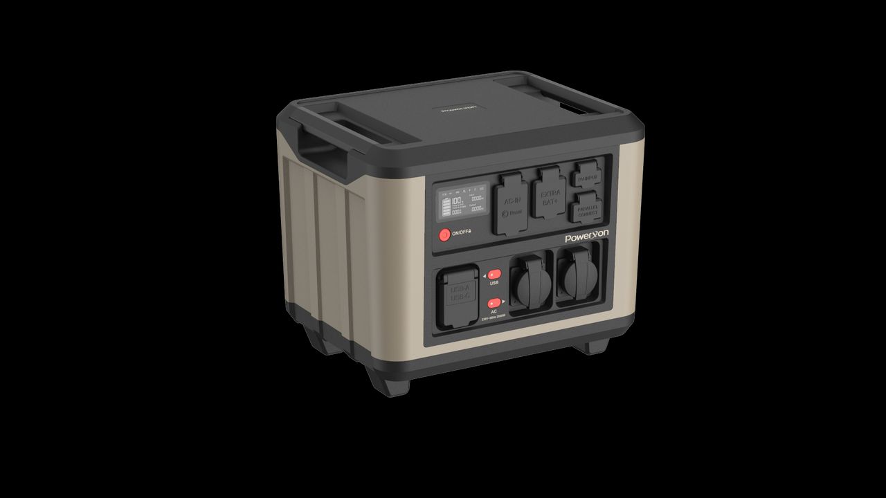 Power On Tools Europe GmbH Heavy Duty Power Station IP 65 mit Feuerlöscheinheit - 2.000W/1.500 Wh