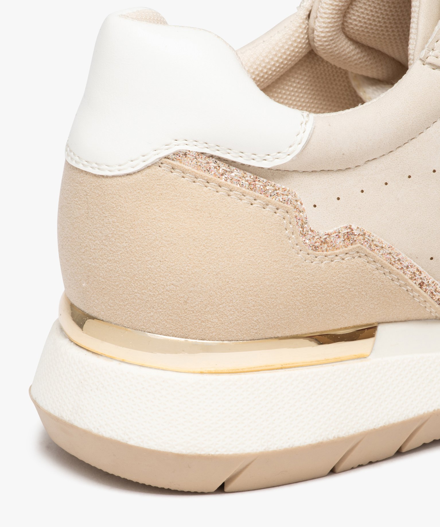 Baskets femme unies en suédine à bout amande beige | GEMO
