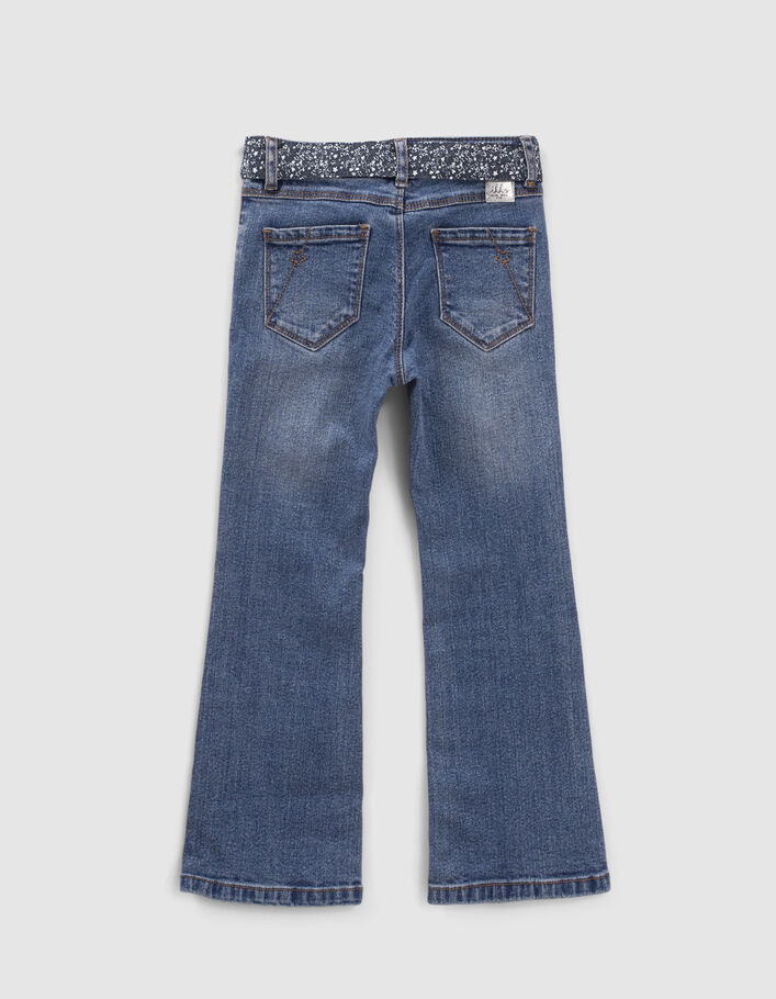 Jean FLARE bleu Waterless avec ceinture-foulard fille