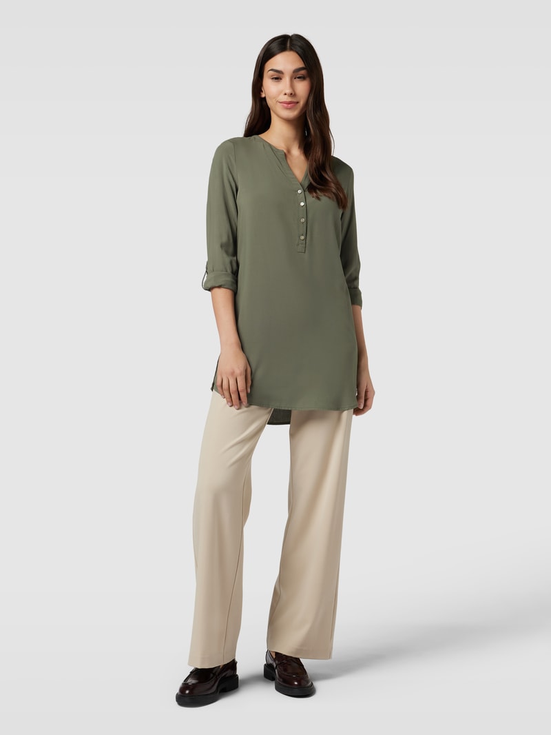 Bluse mit Tunikakragen in schilf