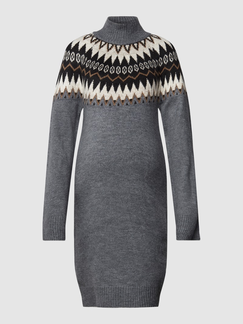 Umstands-Strickkleid mit Norwegermuster Modell 'MLELI' in mittelgrau