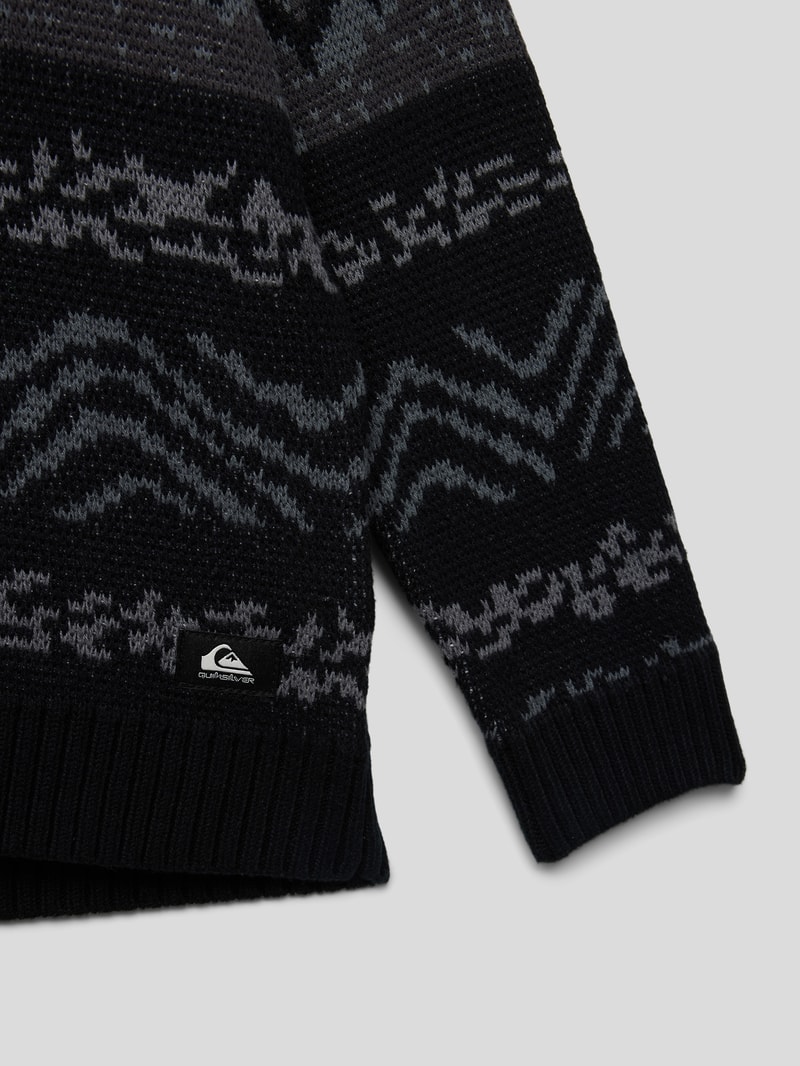 Strickpullover mit Rundhalsausschnitt Modell 'ELCHO' in schwarz