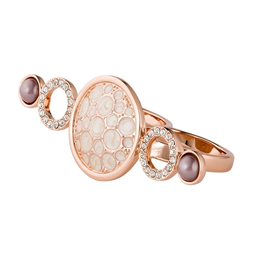 Pippa&Jean Bague tendance Laiton Cristaux de verre Perle de verre en Or rose Bague