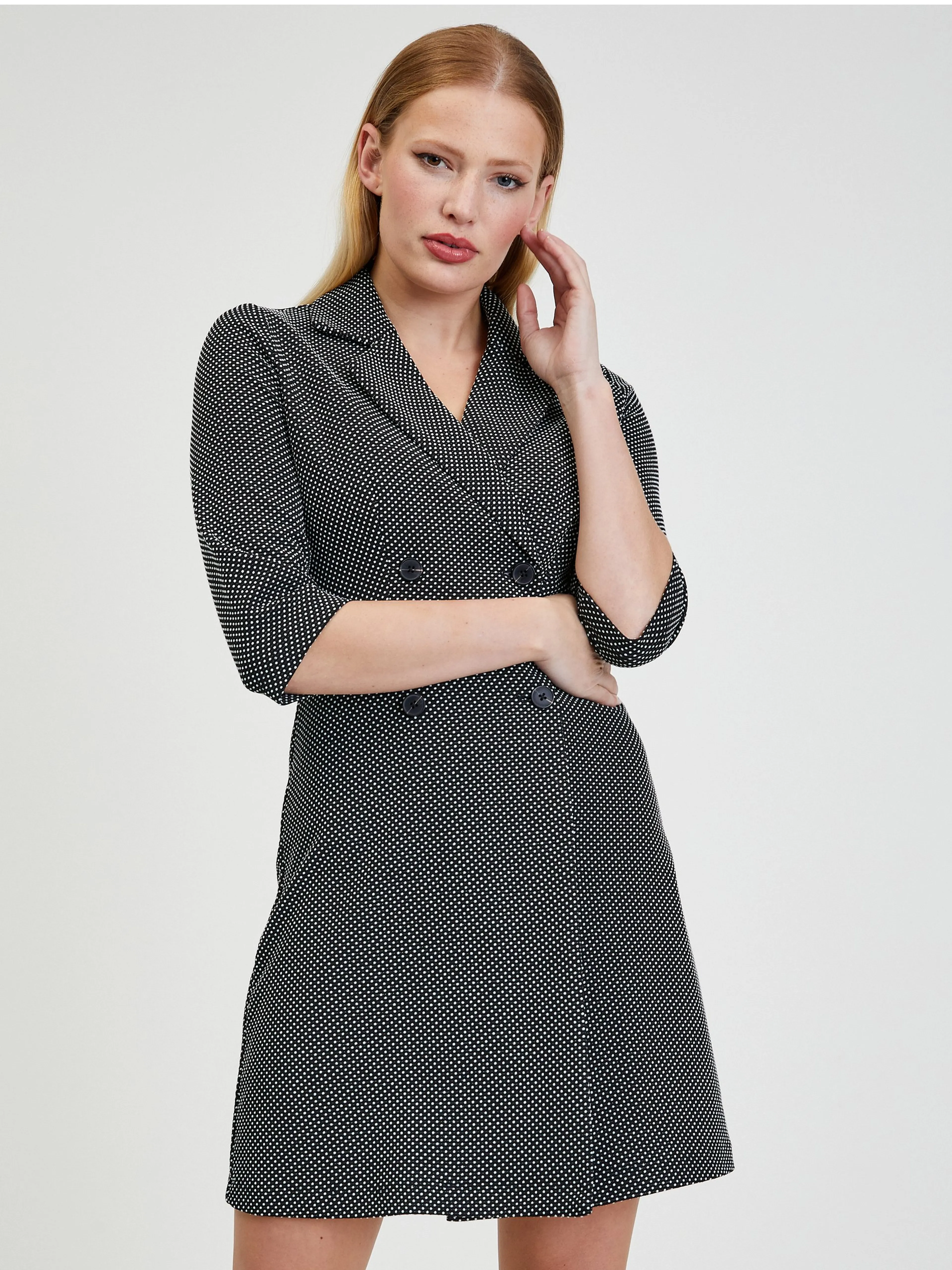 Weißes und schwarzes gemustertes Damenkleid ORSAY
