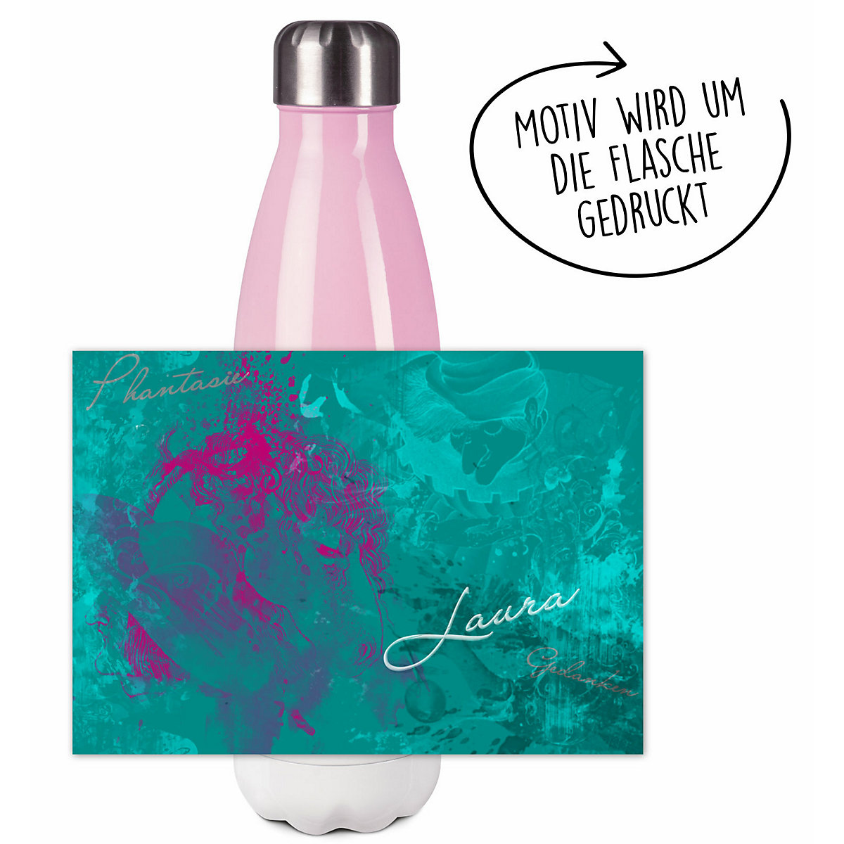 Edelstahl Kinder Thermoflasche / Trinkflasche bunt Traum Farbe petrol pink Spülmaschinenfest, Auslaufsicher, Bruchfest, Doppelwandig, Für Heißgetränke geeignet, Mit Deckel, Isoliert