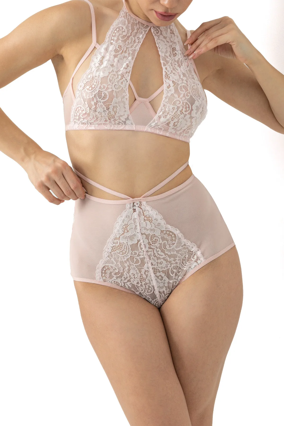 Miorre  Detailliertes Fantasy-BH-Set mit Bügeln, Bezügen, Spitze und Paspeln