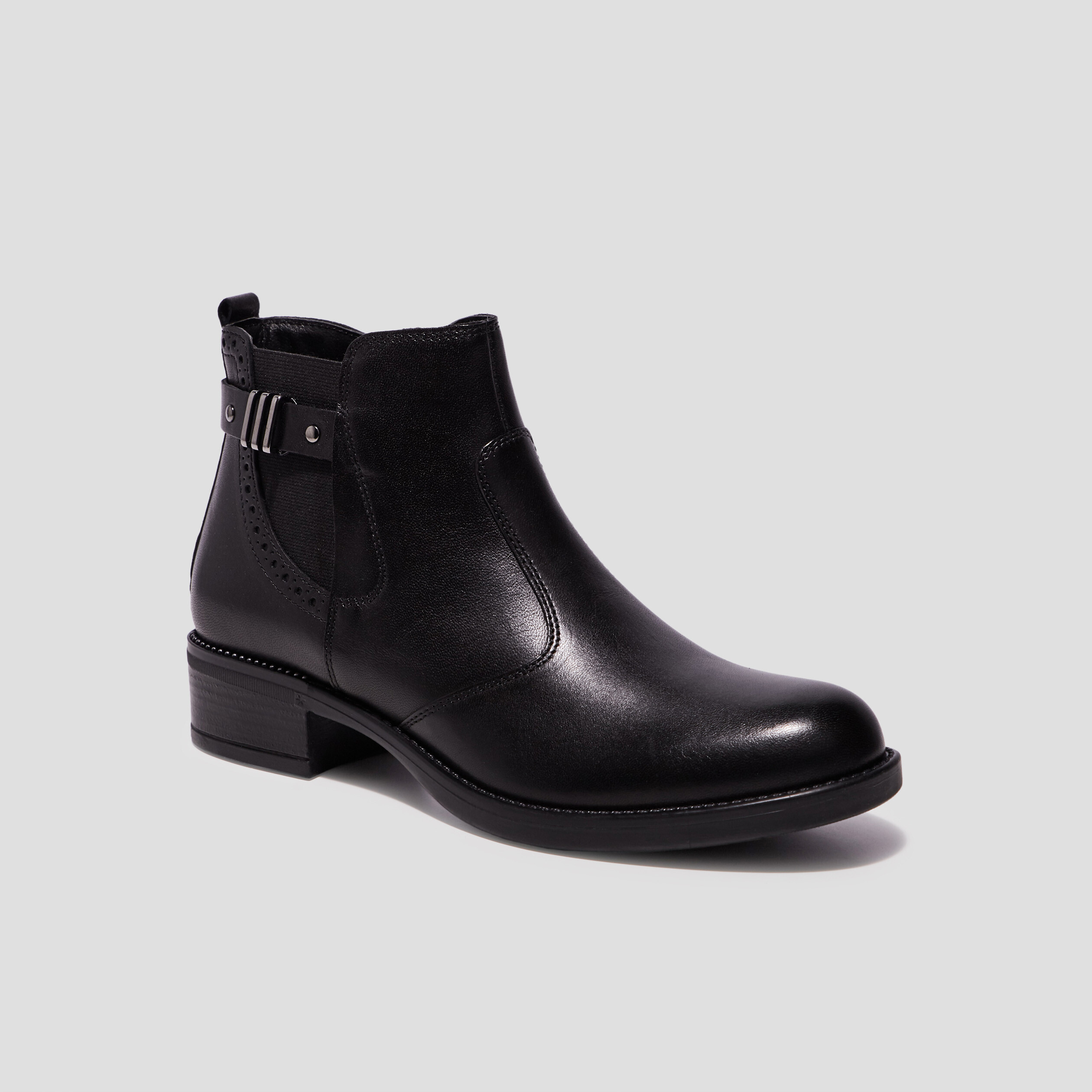 Bottines en cuir zippées chelsea noir fille | La Halle