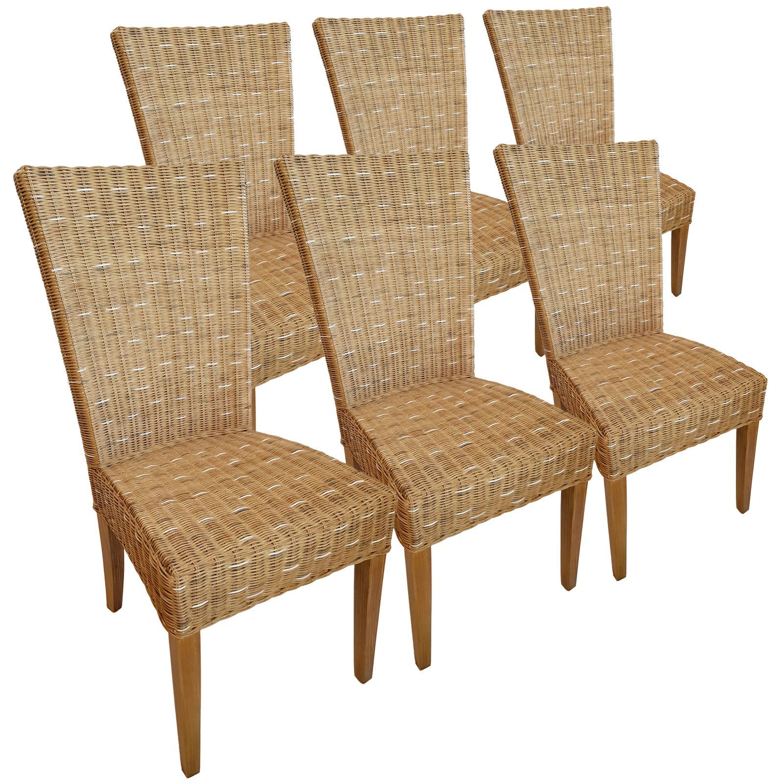 Minara Rattanstuhl Esszimmer Stühle Rattanstühle Wintergarten Korbstühle Cardine 6 Stück
