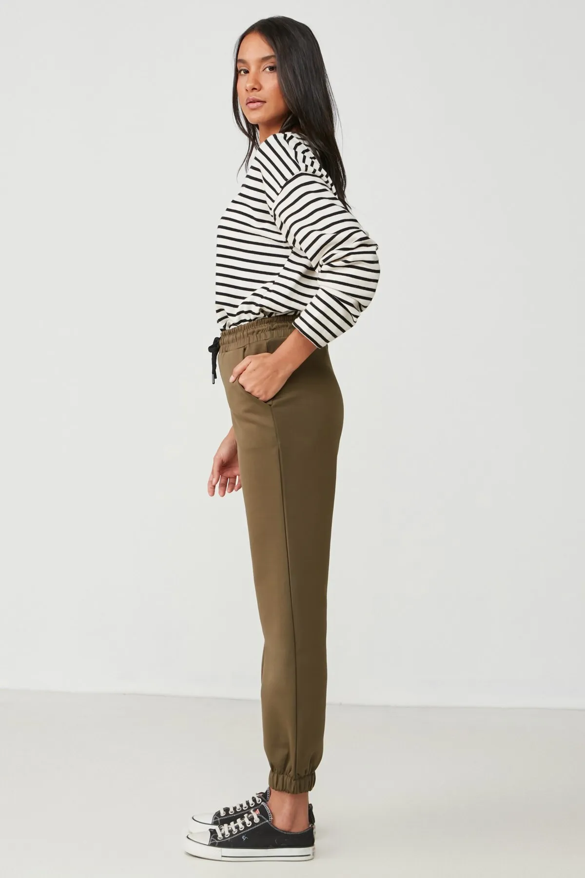 C&City  Jogger elastische Sport-Jogginghose 806 Khaki