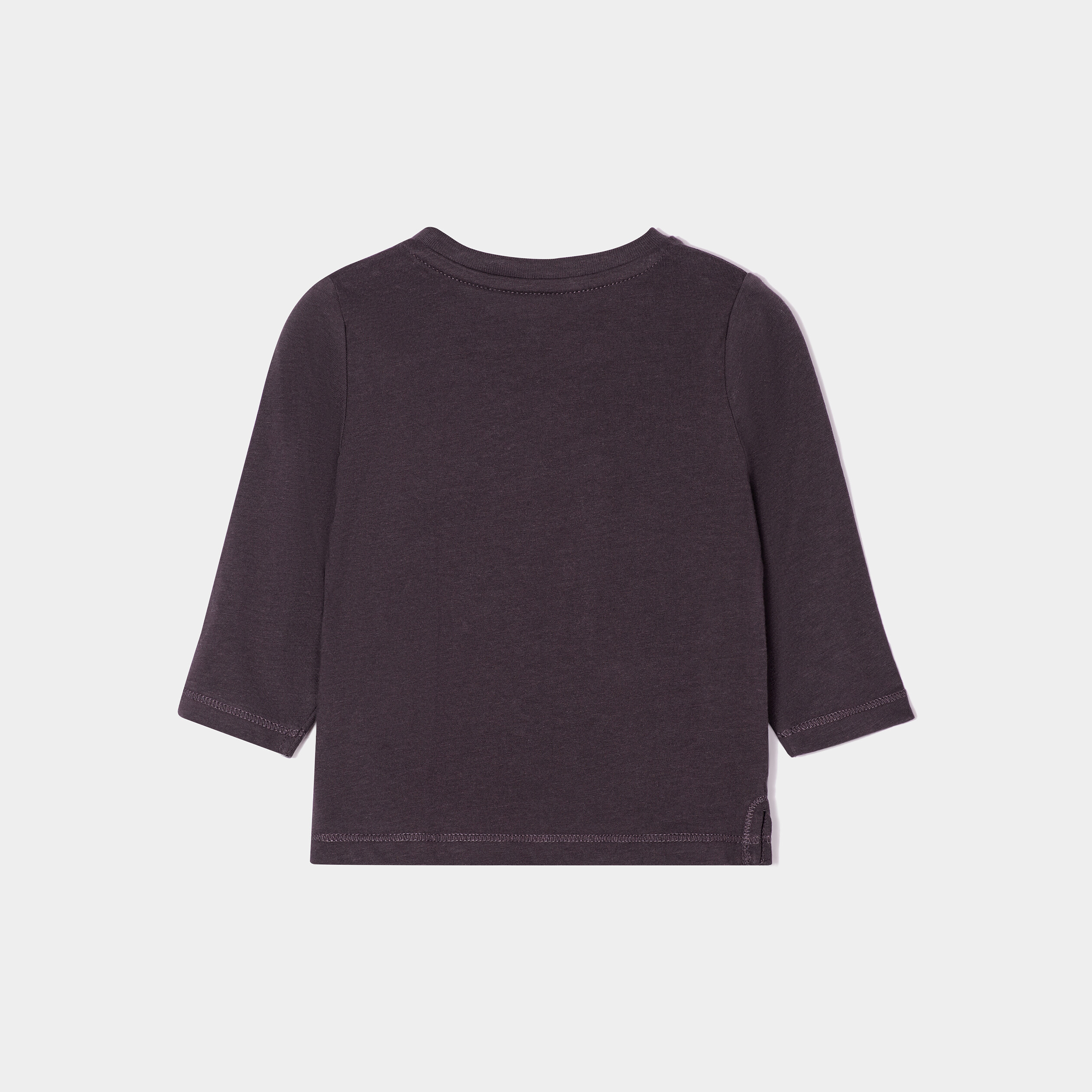 T-shirt manches longues boutonné épaule gris foncé bébé garçon | La Halle